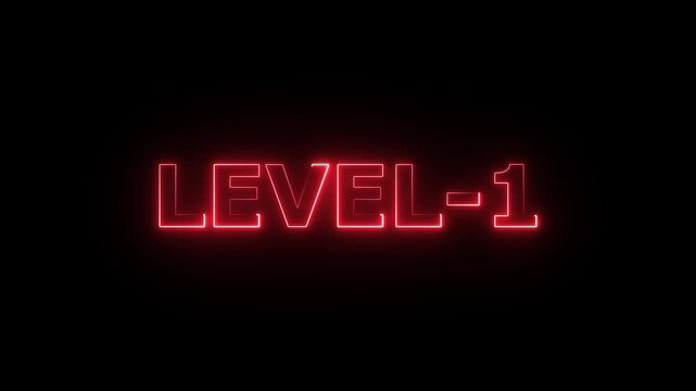 level-1 neon bright text font colorful animation. Glowing level-1 text with glitch effects animation. game concept next level icon isolated on black background - Powered by Adobe