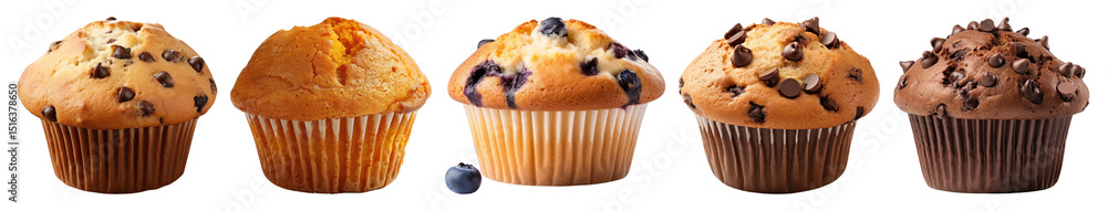 Poster png delicious assorted muffins displayed, element set on transparent background