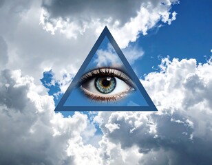 Eye of Providence in cloudy sky
