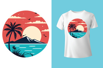 Summer T-Shirt Design – Tropical Beach Vibes and Sunny Vacation Graphic Tee.