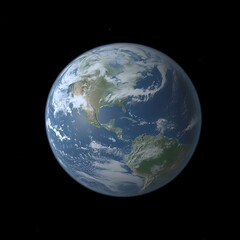 A photorealistic rendering of the beautiful planet earth in space