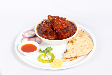 Spicy Kolhapuri Mutton Curry with Roti | Traditional Indian Non veg Platter