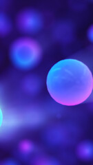 Glowing abstract spheres in a vibrant blue and purple background, evoking a futuristic and energetic atmosphere