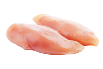 Two raw chicken breast fillets isolated on white background