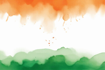 Fototapeta premium Tricolor Watercolor Splash: An abstract watercolor painting featuring vibrant splashes of orange, white, and green, reminiscent of a national flag or festive celebration.