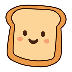 Slice of Toast Bread with Cute Face Vector Cartoon