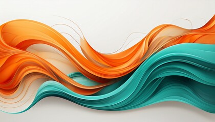 Obraz premium abstract flowing wave design with vibrant orange and teal colors on a clean white background