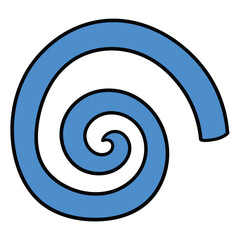 Obraz premium Hand drawn cartoon blue spiral line on white background.