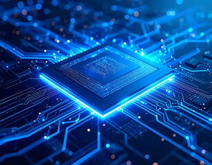 High-tech circuit board with central chip