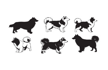 Obraz premium Collection of Six Different Dog Breeds Silhouette Illustrations, Perfect for Pet Lovers and Design Projects
