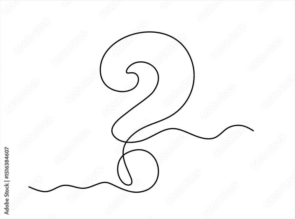 Poster one continuous drawing of a question mark. editable stroke