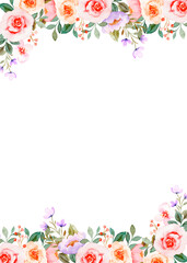 Watercolor flowers background vector for design.