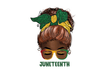 Juneteenth Afro Woman with Headwrap Illustration Sublimation Design