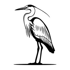 Obraz premium Heron Silhouette Vector – Elegant Standing Water Bird Illustration