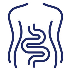 Intestines, colon line icon on white