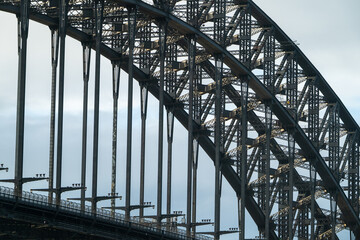 Sydney Harbour Bridge Steel Arch Truss Structure Detail Close-Up Engineering Framework