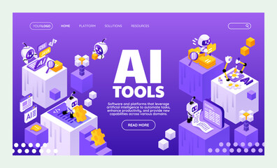 AI Tools Isometric Landing page