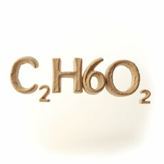 Wooden Chemical Formula C2h6o2 on White Background