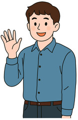 남성 손인사 직장인 