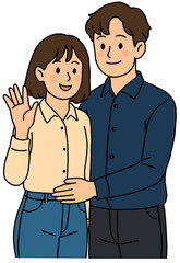 가족 손인사 커플 