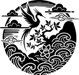 vector illustration sketch silhouette design icon logo symbol character animal mythology ethnic traditional abstract modern