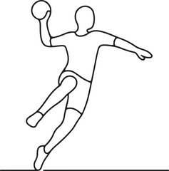 Handball Player Symbol Line Drawing Vector