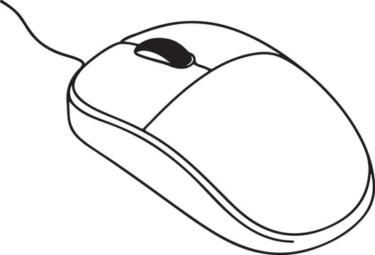 black and white computer mouse outline clip art preview