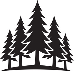 Pine Trees Forest Icon Silhouette Vector Art