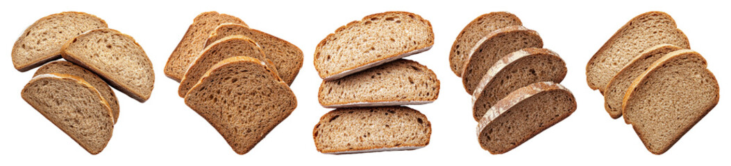 PNG Variety of sliced bread, element set on transparent background