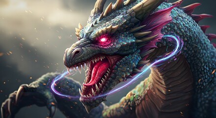 Fototapeta premium A Dragon dangerous and enrgy face