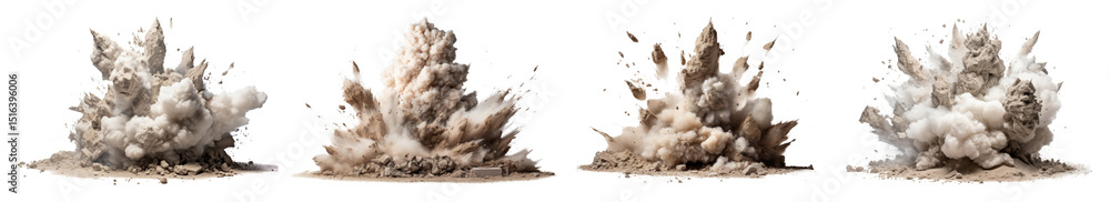 Poster png dynamic explosion sequence captured vividly, element set on transparent background