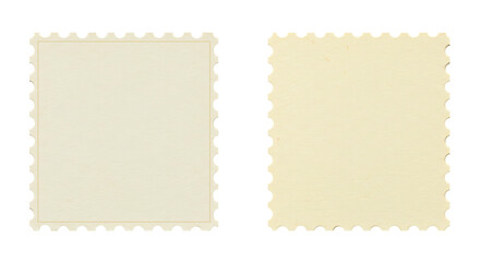Fototapeta premium Blank Postage Stamps with Perforated Edges Isolated on Transparent Background – Vintage Mail Template