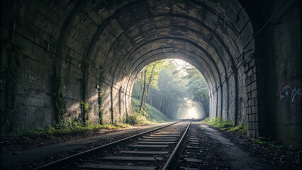 Obraz premium Tunnel with a train track inside