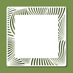 Form with openwork edge. Square sheet, certificate, blank for card, invitation, congratulations with abstract pattern. Copy space, empty space for text. Template for plotter laser cutting of paper.