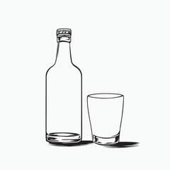 wine bottle and glass