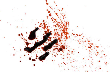 Splashes and drops Blood isolated on a transparent background. Full depth of field. PNG.