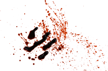 Splashes and drops Blood isolated on a transparent background. Full depth of field. PNG.