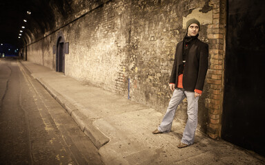 Urban Night Life. Fashion portraits in a derelict urban environment. From a series of images with...