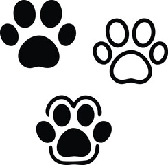 Dog or cat footprint vector icon illustration, animal paw print isolated on white background