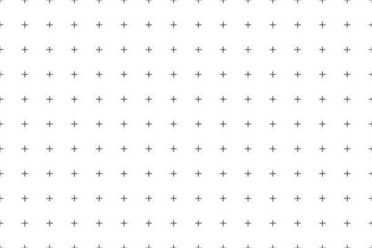 Geometric seamless pattern made from simple crosses isolated on white background. Monochrome texture vector illustration