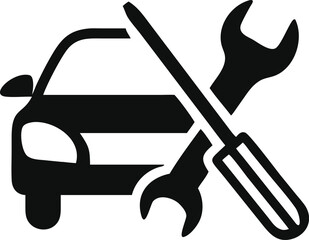 car service - black vector icon Illustration