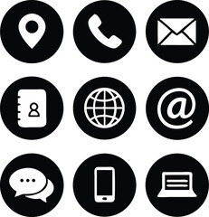 Contact us icons. Web icon set, vector Illustration on white background