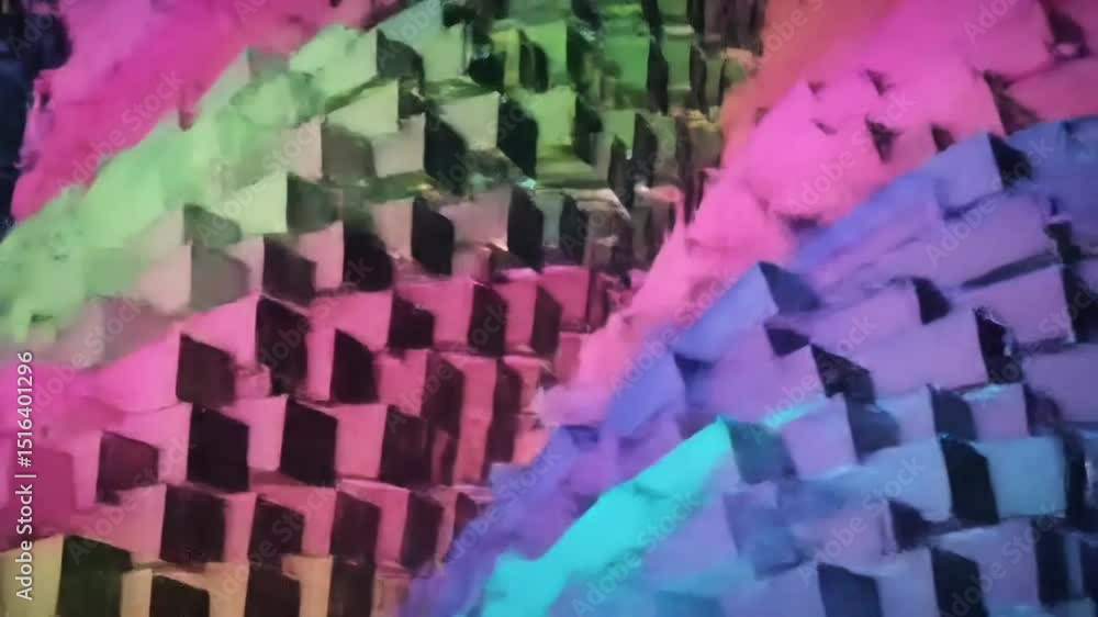 Poster abstract colorful cube wave pattern digital art design