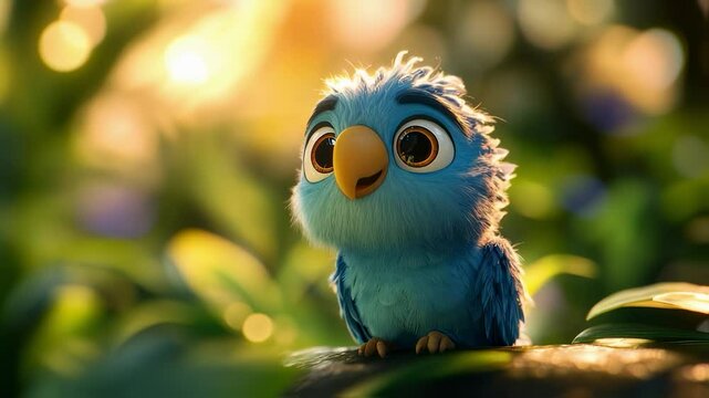 Colorful bird 3d animation