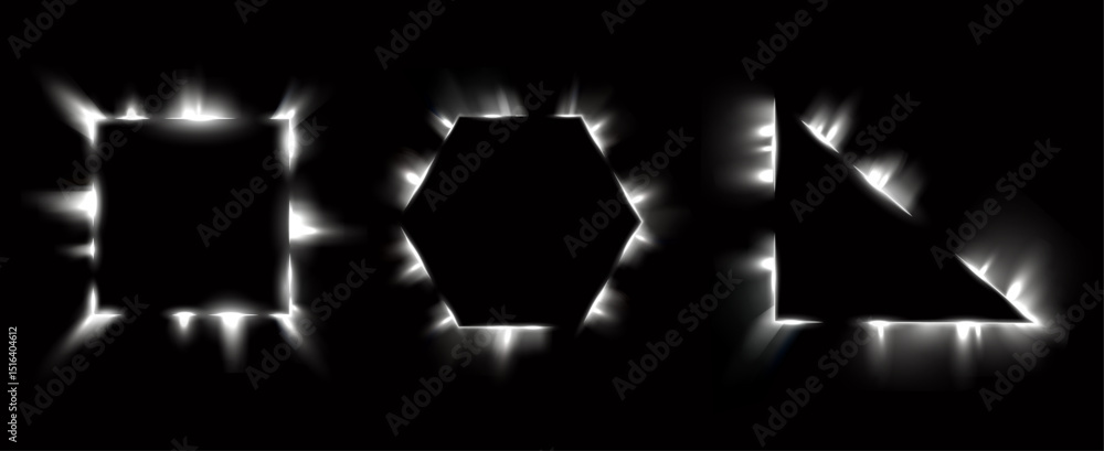Poster png tech led glow effect on three-dimensional square plate with light frame laser oval buttons night