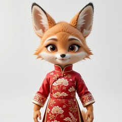 Cute baby desert fox character. 3D.