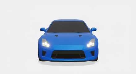Low Poly Blue Sports Car Render