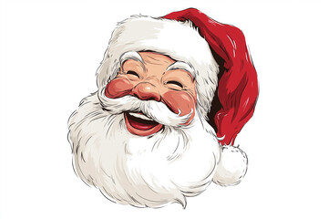 Jolly Santa Claus head with rosy cheeks and bright smile during holiday season