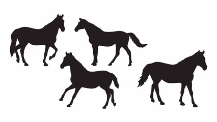Elegant horse silhouettes vector art design for equestrian enthusiasts and graphic design projects with animals