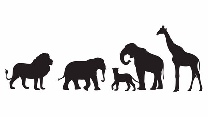 Wildlife safari animals silhouette vector illustration graphic design for africa travel adventure